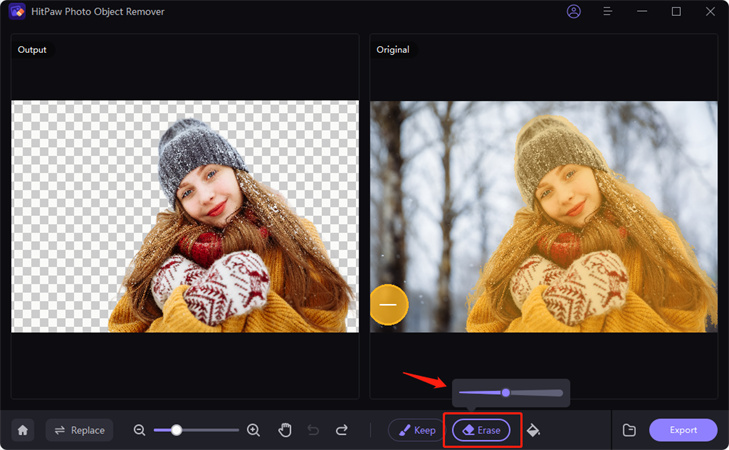 adjust the erased areas