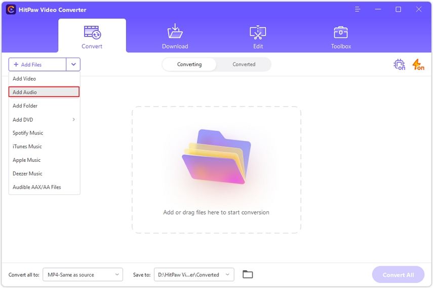 select audio format