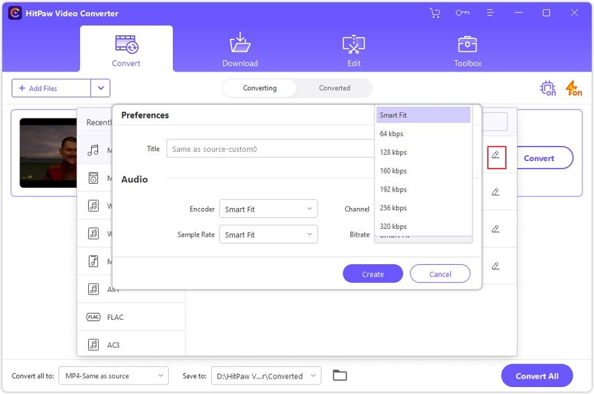 edit audio parameters