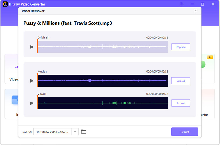 extract instrumental from a song with hitpaw video converter