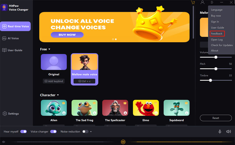 choose input & output in hitpaw voice changer