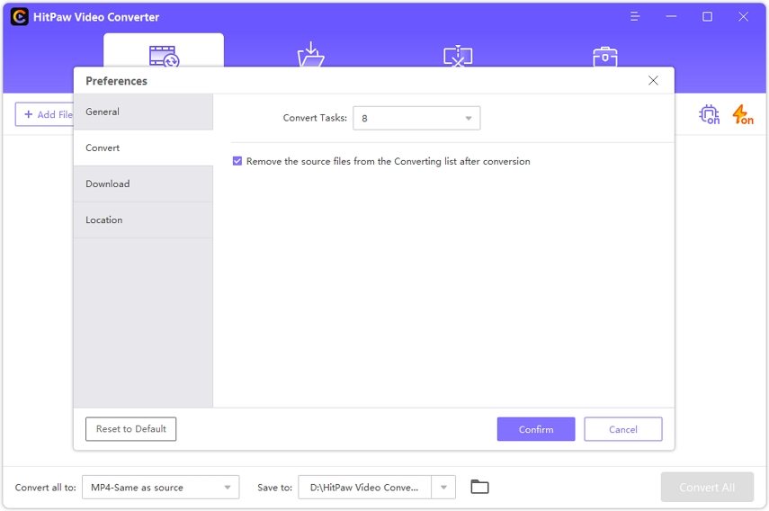 HitPaw Vido Converter Convert Preferences