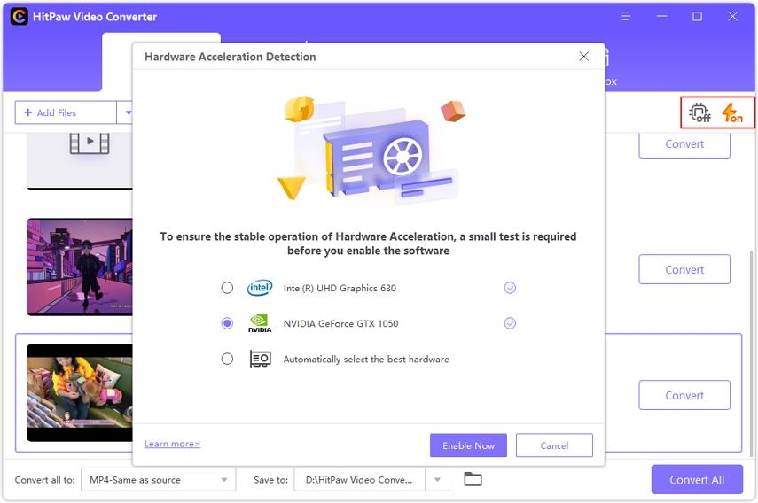 enable hardware acceleration in hitpaw video converter
