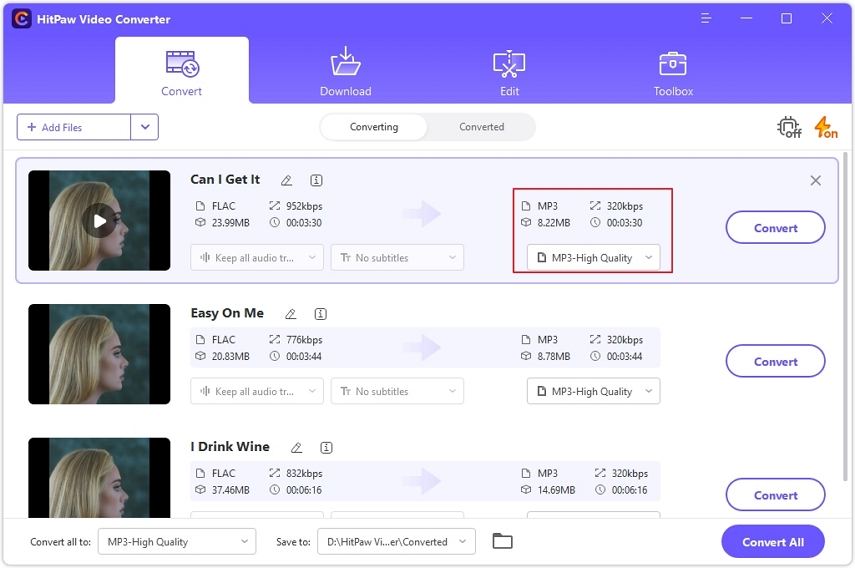 convert audio with hitpaw video converter