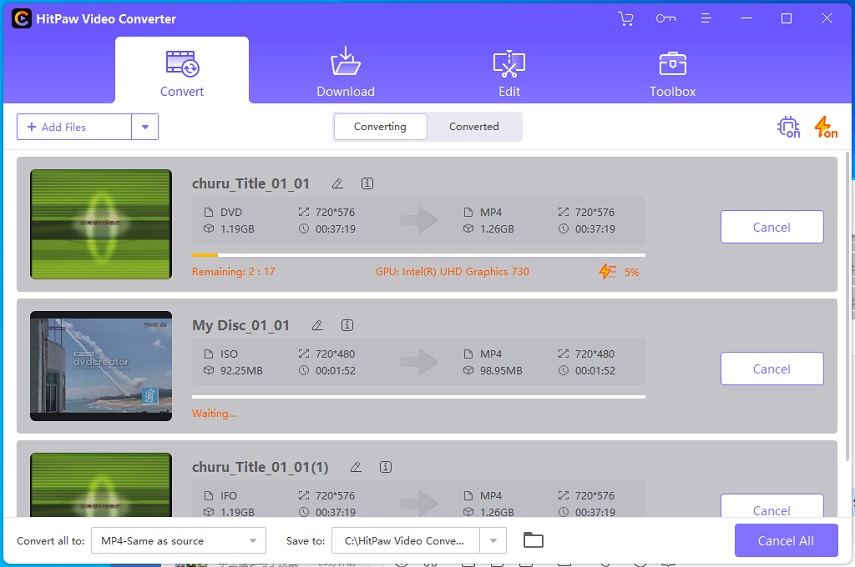 convert dvd to mp4 in hitpaw video converter