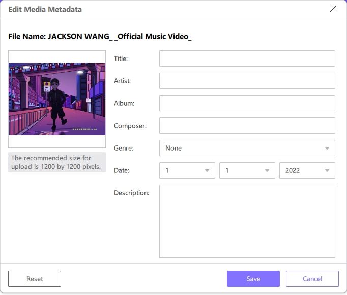 edit video metadata information in hitpaw video converter