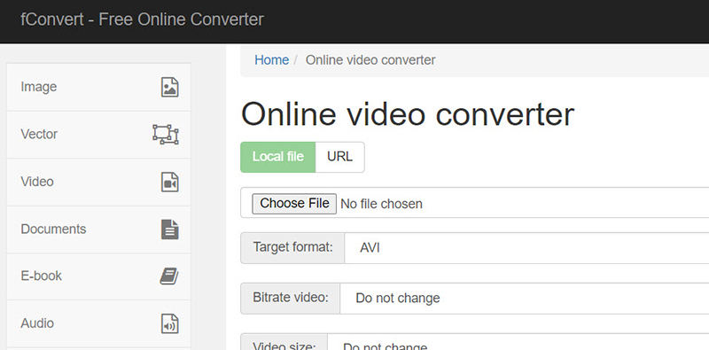 to convert VOB file to MP4 on fconvert: