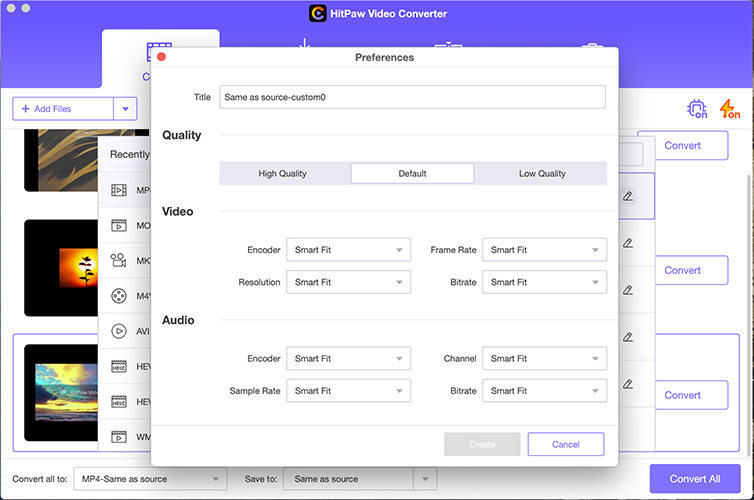 Output preferences