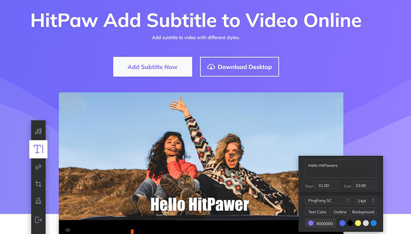 hitpaw online add subtitle