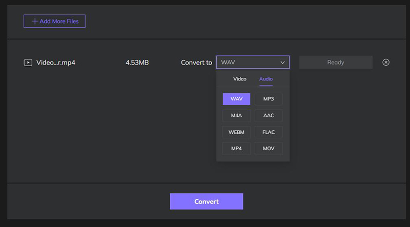 choose format in hitpaw online 3gp to mp4 converter