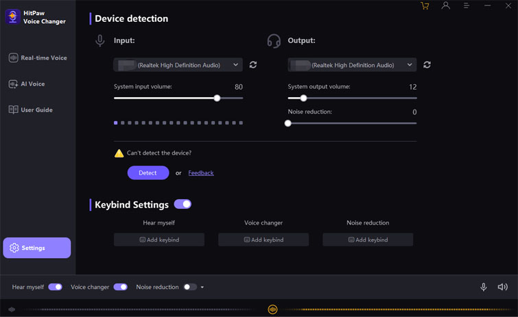 choose input & output in hitpaw voice changer