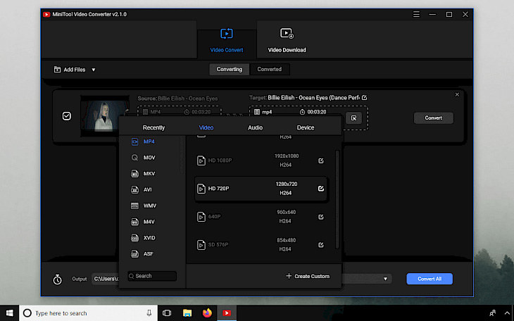 minitool mp4 facebook converter
