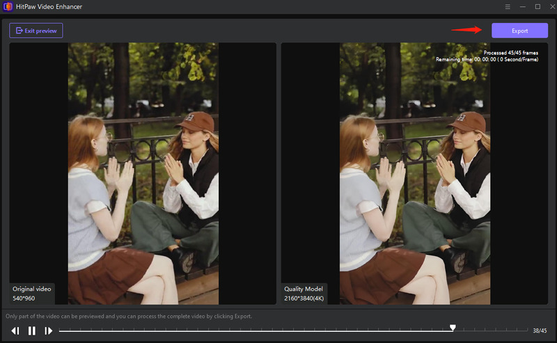Step 3 to HitPaw enhance video