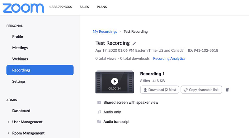 what to do for zoom download recording