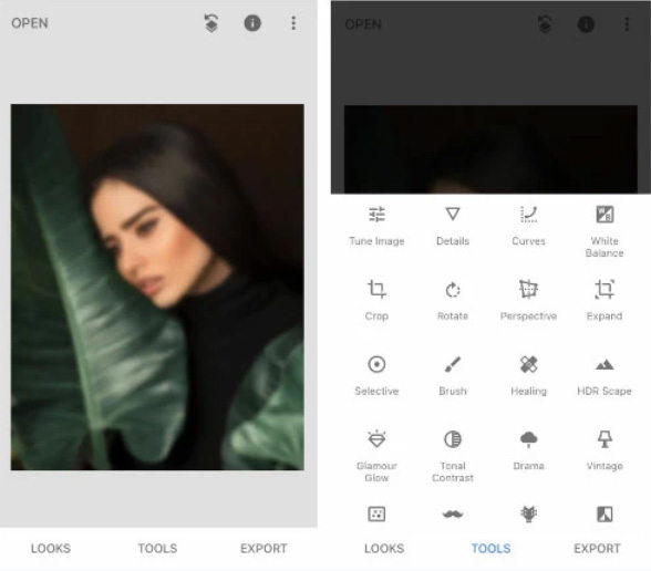 remove blur effect from photo with snapseed