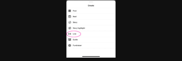Instagram live record - select live