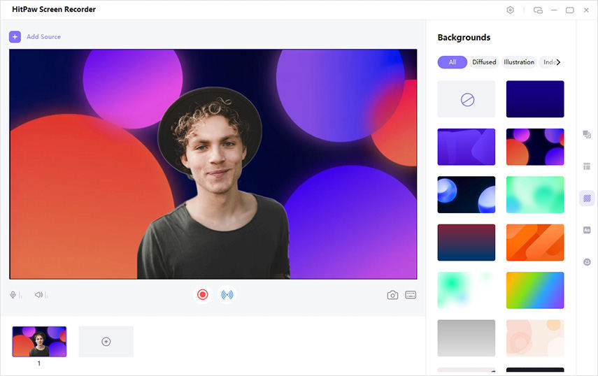 select the background you like in hitpaw screen recorder