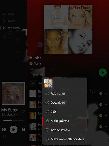 how to make playlist private on spotify
