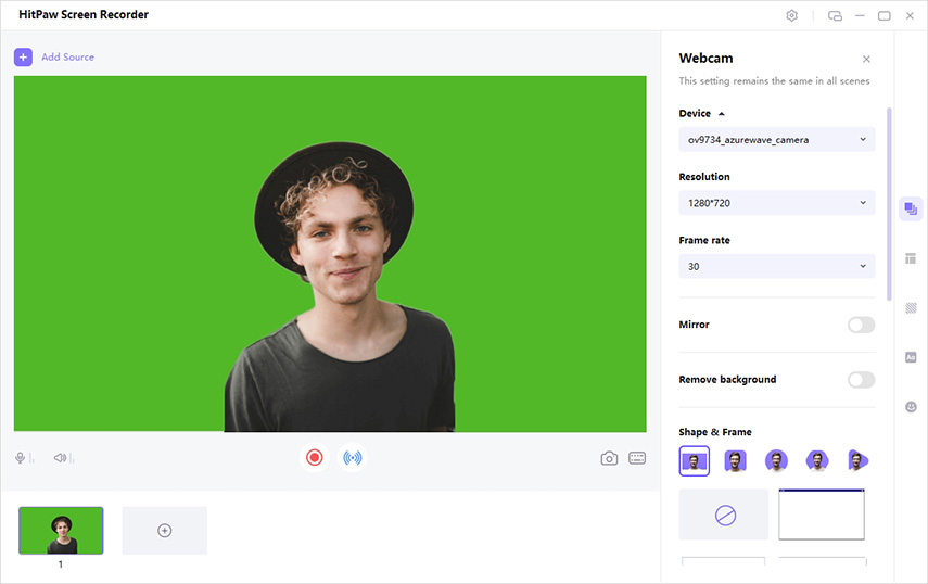 Switch on Remove Background in hitpaw screen recorder