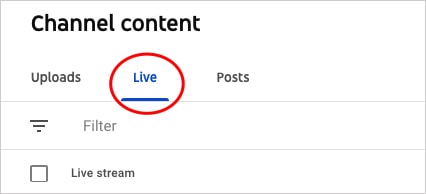 youtube live tab